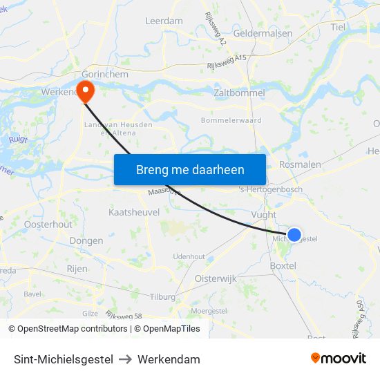 Sint-Michielsgestel to Werkendam map