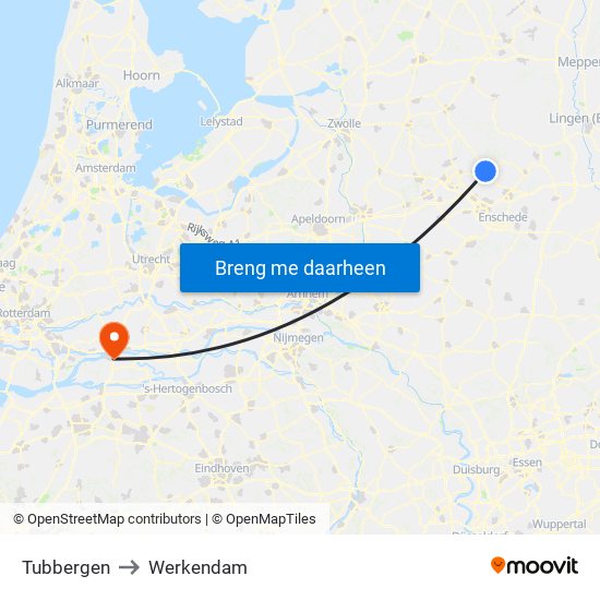 Tubbergen to Werkendam map