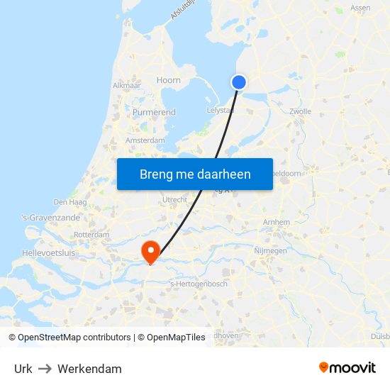 Urk to Werkendam map