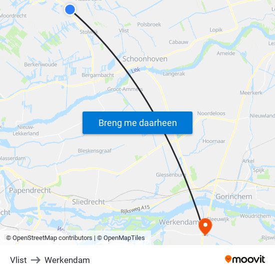 Vlist to Werkendam map