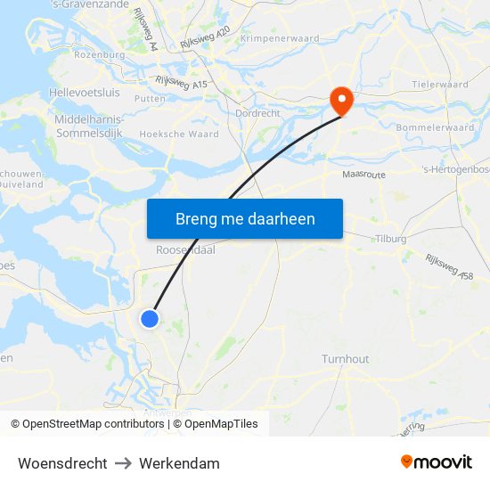 Woensdrecht to Werkendam map