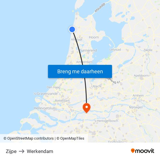Zijpe to Werkendam map