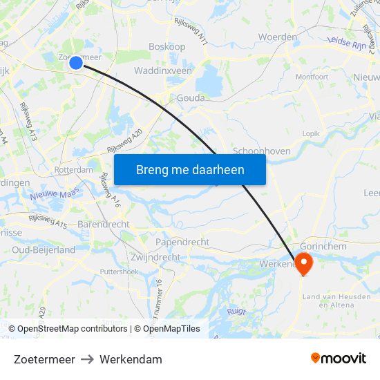 Zoetermeer to Werkendam map