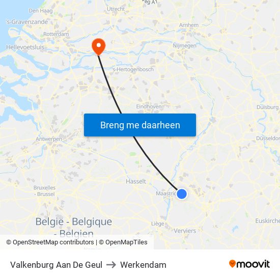 Valkenburg Aan De Geul to Werkendam map