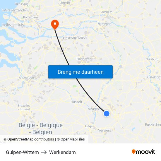 Gulpen-Wittem to Werkendam map
