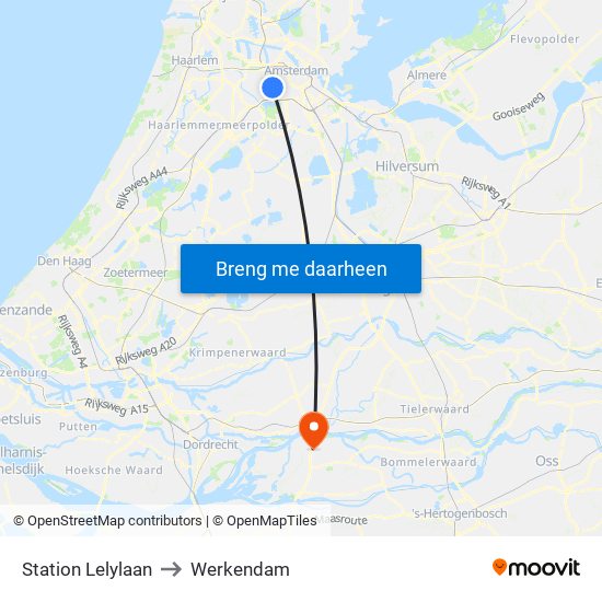 Station Lelylaan to Werkendam map