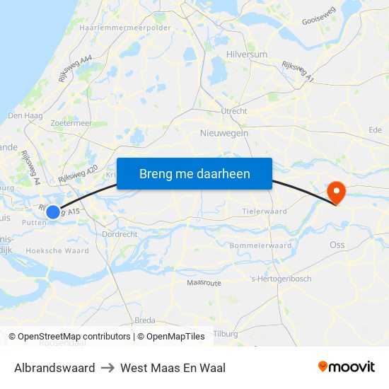 Albrandswaard to West Maas En Waal map