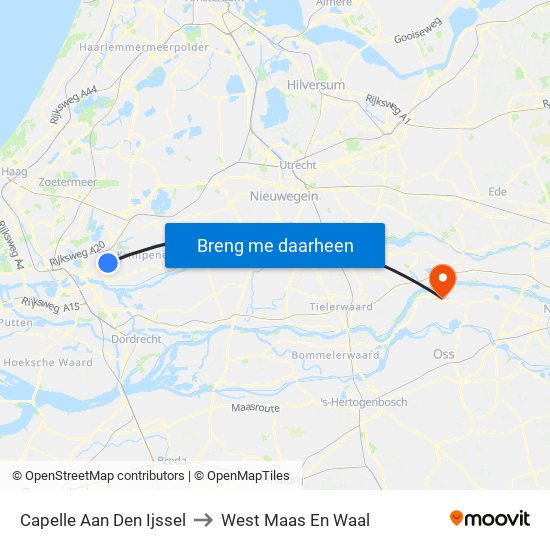 Capelle Aan Den Ijssel to West Maas En Waal map