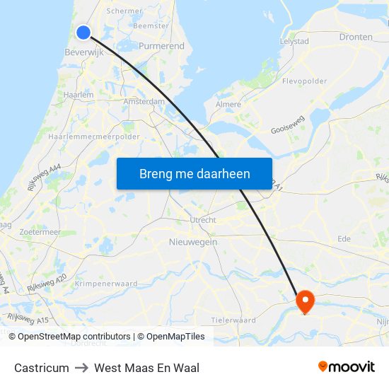 Castricum to West Maas En Waal map
