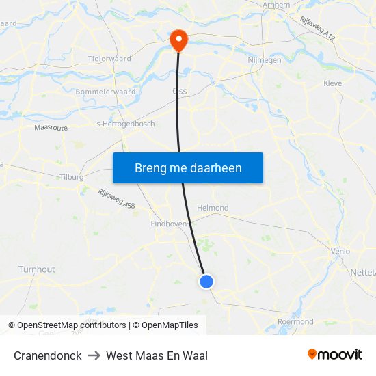 Cranendonck to West Maas En Waal map