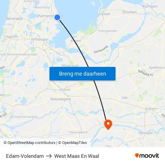 Edam-Volendam to West Maas En Waal map
