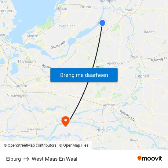 Elburg to West Maas En Waal map