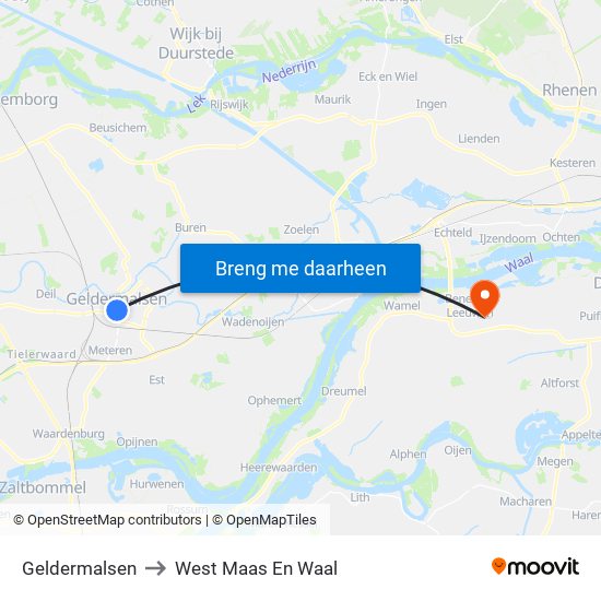 Geldermalsen to West Maas En Waal map