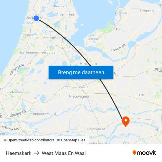 Heemskerk to West Maas En Waal map