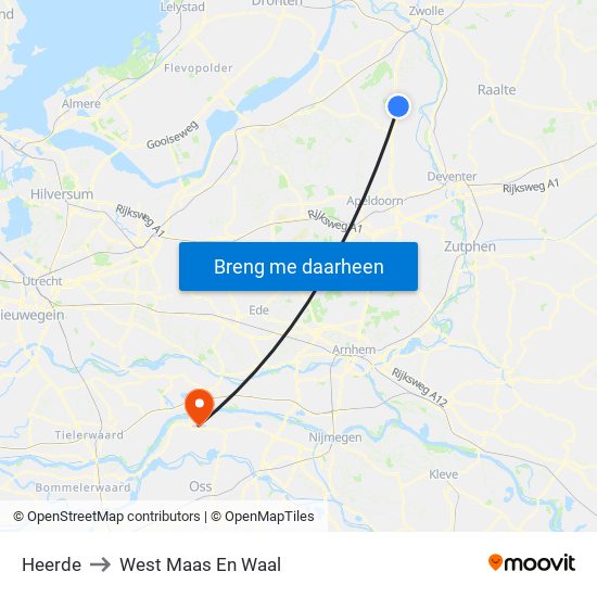 Heerde to West Maas En Waal map