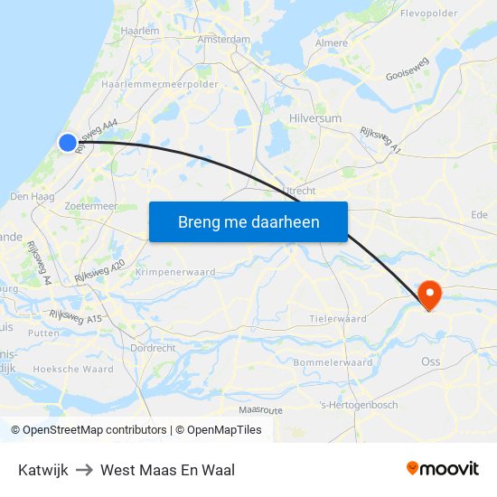 Katwijk to West Maas En Waal map