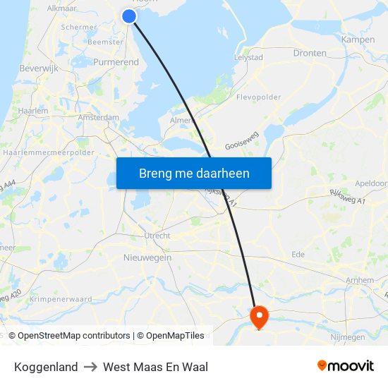 Koggenland to West Maas En Waal map