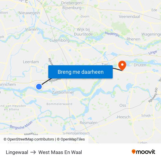 Lingewaal to West Maas En Waal map