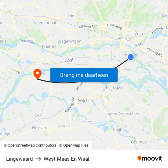 Lingewaard to West Maas En Waal map