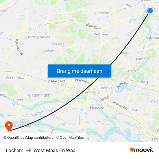 Lochem to West Maas En Waal map