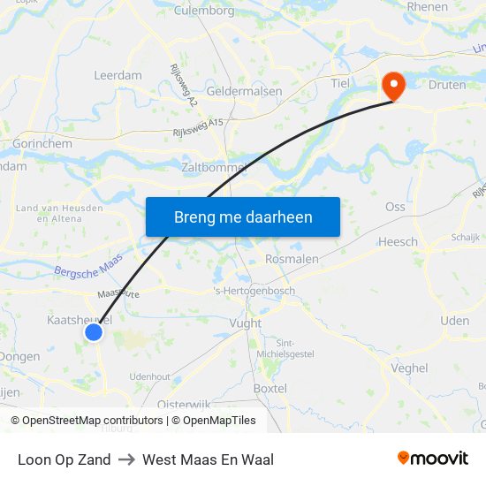 Loon Op Zand to West Maas En Waal map