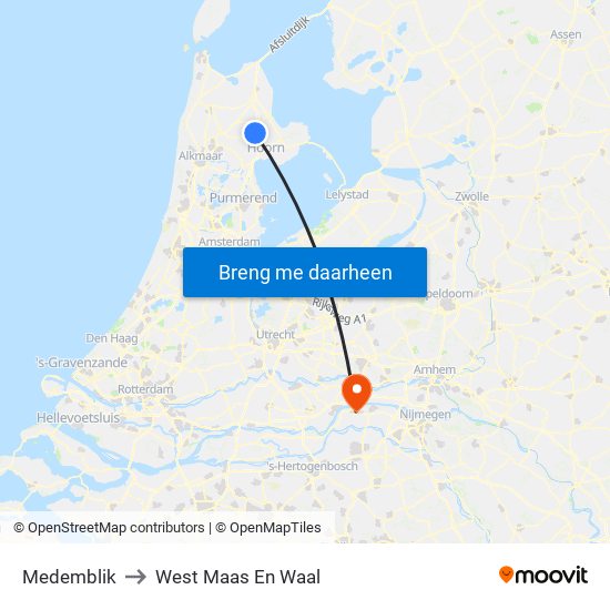 Medemblik to West Maas En Waal map
