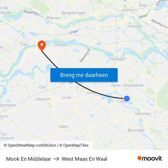 Mook En Middelaar to West Maas En Waal map