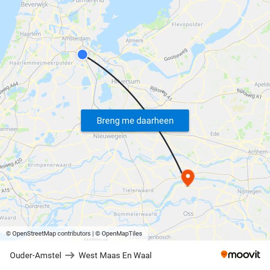 Ouder-Amstel to West Maas En Waal map