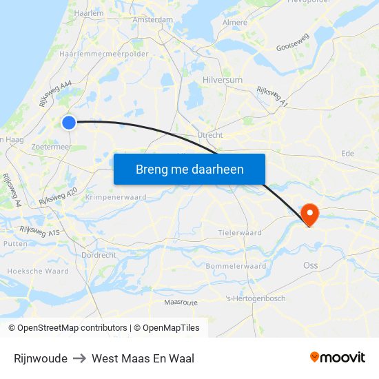 Rijnwoude to West Maas En Waal map