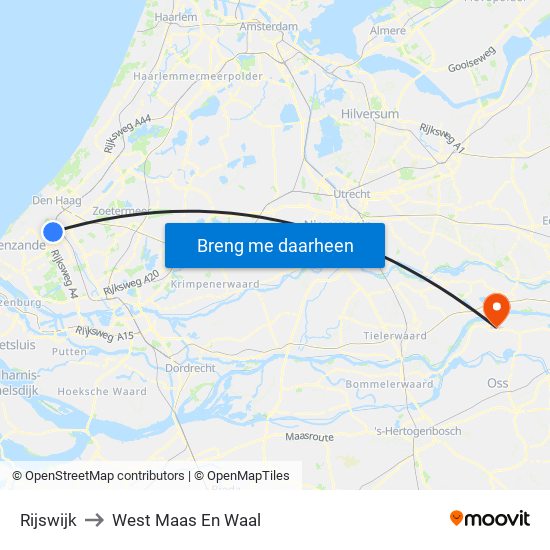 Rijswijk to West Maas En Waal map