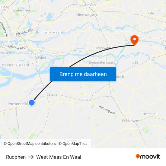Rucphen to West Maas En Waal map