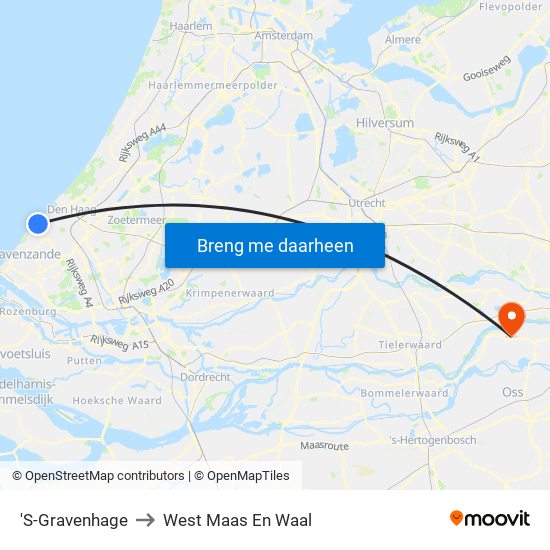 'S-Gravenhage to West Maas En Waal map