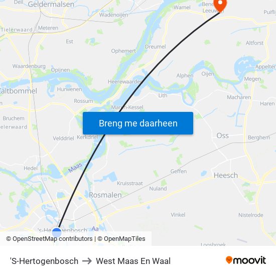 'S-Hertogenbosch to West Maas En Waal map
