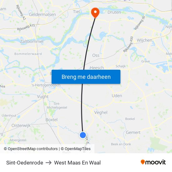 Sint-Oedenrode to West Maas En Waal map