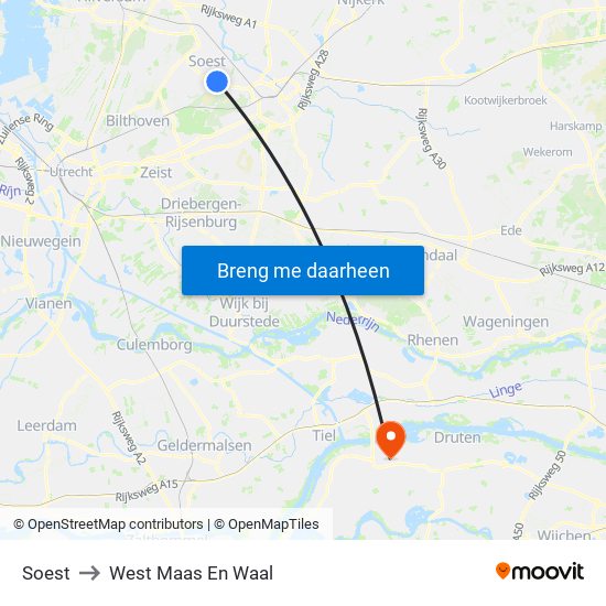 Soest to West Maas En Waal map