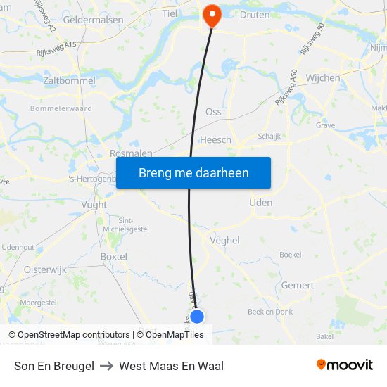 Son En Breugel to West Maas En Waal map