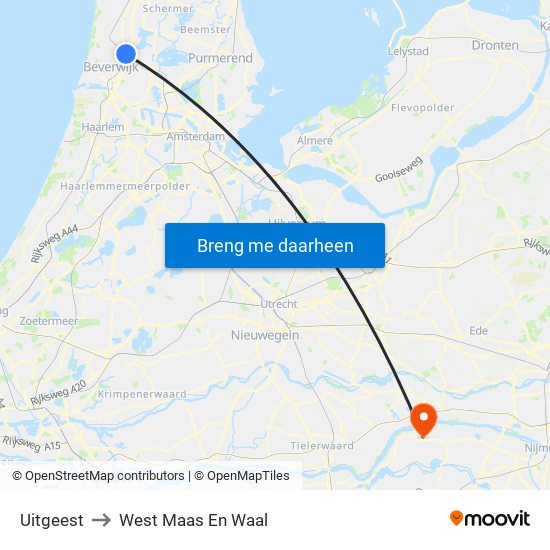 Uitgeest to West Maas En Waal map