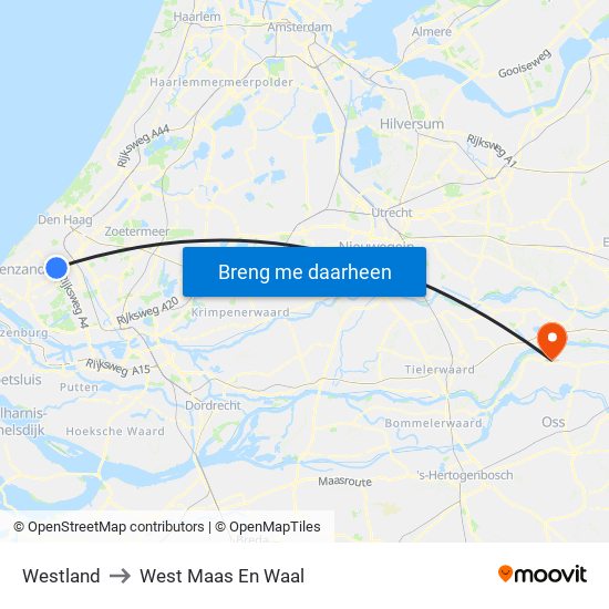 Westland to West Maas En Waal map