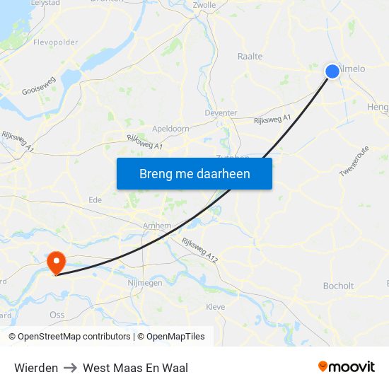 Wierden to West Maas En Waal map