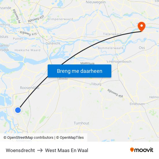Woensdrecht to West Maas En Waal map