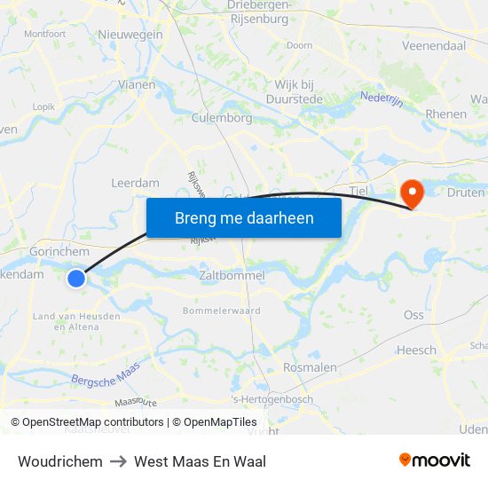 Woudrichem to West Maas En Waal map