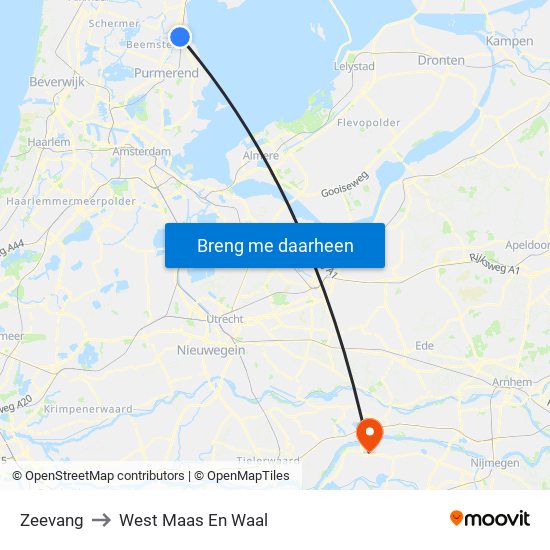 Zeevang to West Maas En Waal map