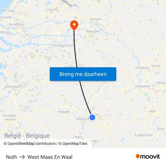 Nuth to West Maas En Waal map