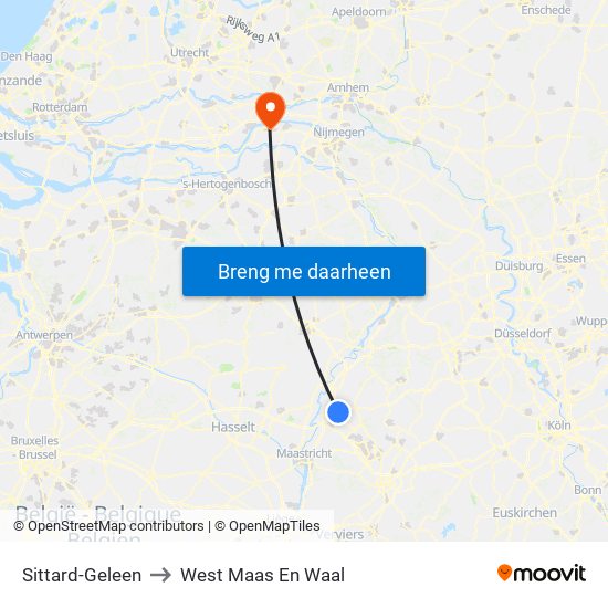 Sittard-Geleen to West Maas En Waal map