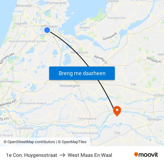 1e Con. Huygensstraat to West Maas En Waal map