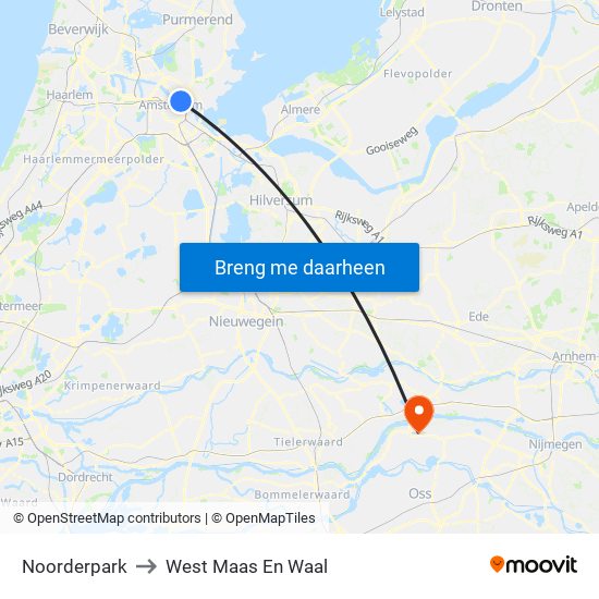 Noorderpark to West Maas En Waal map