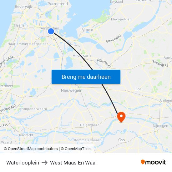 Waterlooplein to West Maas En Waal map