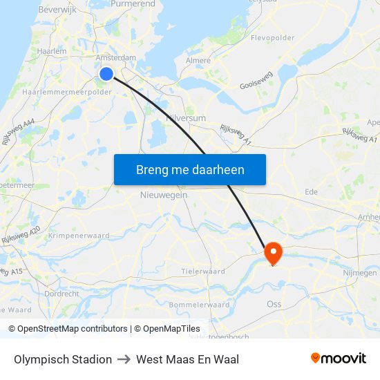 Olympisch Stadion to West Maas En Waal map