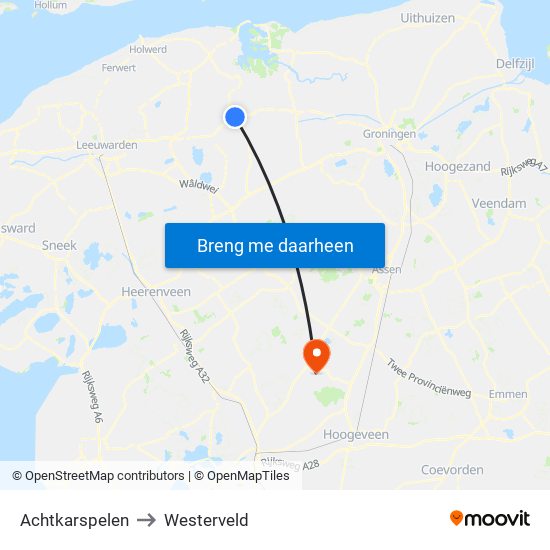 Achtkarspelen to Westerveld map