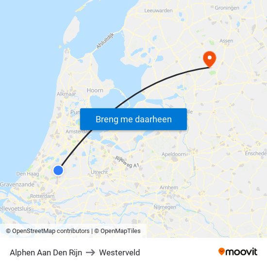 Alphen Aan Den Rijn to Westerveld map